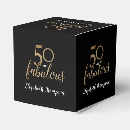 Aangepast 50 en geweldige 'Birthday Gold Black'-Co Bedankdoosjes (Achterkant)