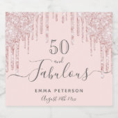 Aangepast 50 fabelachtig verjaard roos goud glitte sparkling wijnetiket (Enkel label)