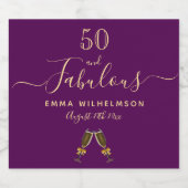 Aangepast 50 fantastische verjaardagsfeest paarse  sparkling wijnetiket (Enkel label)