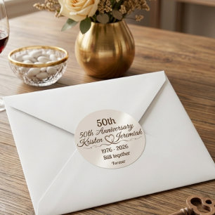 Aangepast 50-jarig huwelijksjubileum aandenken ronde sticker