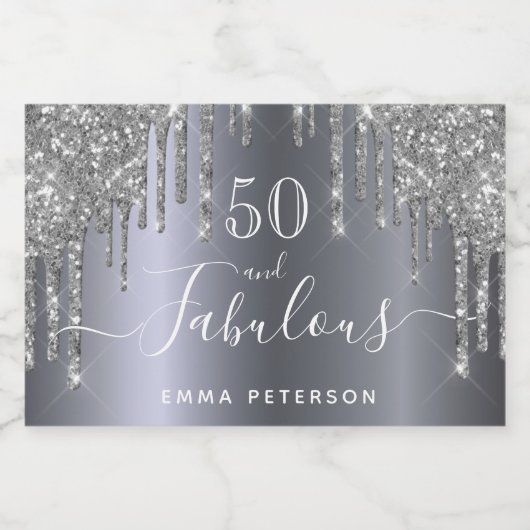 Aangepast 50 prachtige verjaardagsglitter sparkle sparkling wijnetiket (Enkel label)