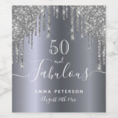Aangepast 50 prachtige verjaardagsglitter zilversp wijn etiket (Enkel label)