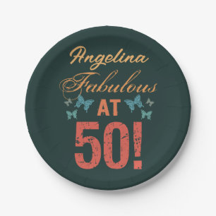 Aangepast 50e verjaardag Fabulous Papieren Bordje