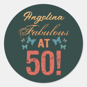 Aangepast 50e verjaardag Fabulous Ronde Sticker