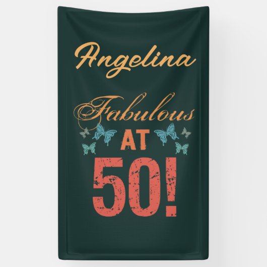 Aangepast 50e verjaardag Fabulous Spandoek (Verticaal)