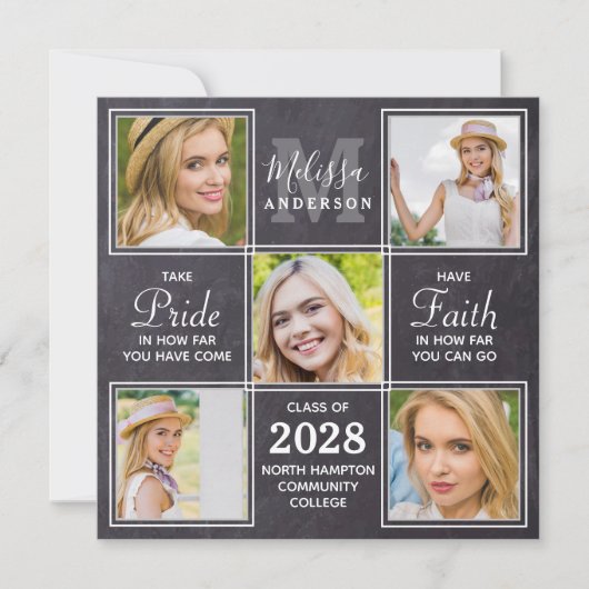 Aangepast 5 Foto Collage Afstuderen Uitnodiging (Voorkant)