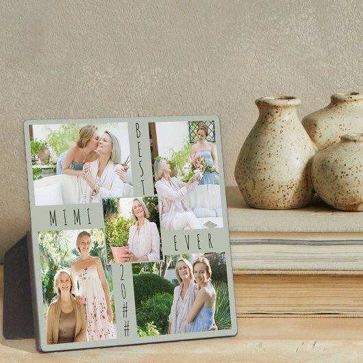 Aangepast 5 Foto Collage Best Mimi Ever Green Plaq Fotoplaat