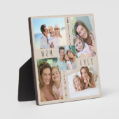 Aangepast 5 Foto Collage Beste Mam ooit Beige Fotoplaat (Voorkant)