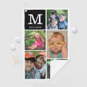 Aangepast 5 Foto Collage Familienaam Monogramed Golfhanddoek (Insitu)