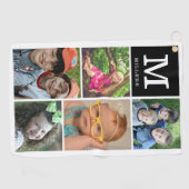Aangepast 5 Foto Collage Familienaam Monogramed Golfhanddoek (Horizontaal)