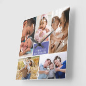 Aangepast 5 Foto Collage Family Quote Periwinkle Vierkante Klok (Hoek)