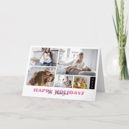 Aangepast 5 fotocollage-feestdag kaart (Voorkant)