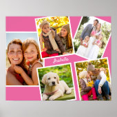 Aangepast 5 fotocollage roze poster (Voorkant)