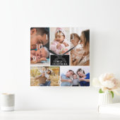 Aangepast 5 fotocollage-serie is alles-citaat vierkante klok (Huis)