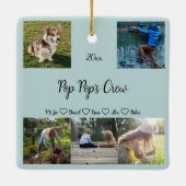 Aangepast 5-fotoraster voor pop Pop, groen Keramisch Ornament (Achterkant)