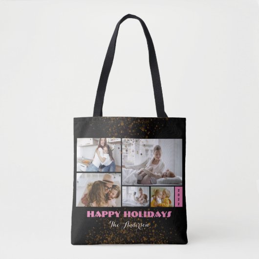Aangepast 5 Fotoroze en zwarte feestdag Tote Bag (Voorkant)