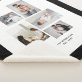 Aangepast 5 Foto's Collage Familie Naam Zwarte Gre Sherpa Deken (3/4)