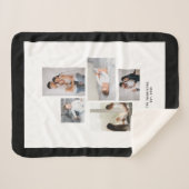 Aangepast 5 Foto's Collage Familie Naam Zwarte Gre Sherpa Deken (Voorkant (horizontaal))