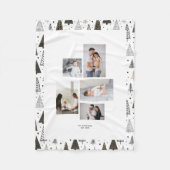 Aangepast 5 Foto's Collage naam Winter Pine Trees Fleece Deken (Voorkant)