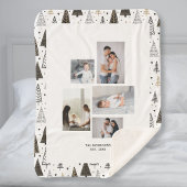 Aangepast 5 Foto's Collage naam Winter Pine Trees Sherpa Deken