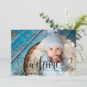 Aangepast 5 Foto's geboorteaankondiging, pasgebore Kaart (Staand voorkant)