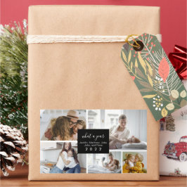 Aangepast 5 Foto's Typografie Holiday Rechthoekige Sticker