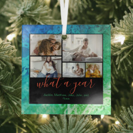 Aangepast 5 Foto's Typografie Nieuwjaar feestdag Glas Ornament