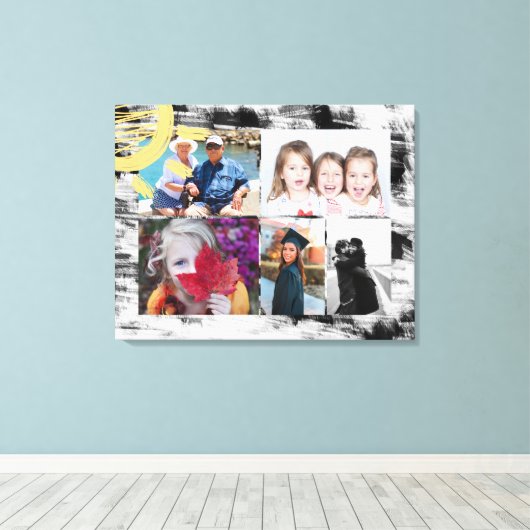 Aangepast 5 foto's zwart-wit Abstract Canvas Afdruk (Insitu (Houten vloer))