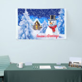 Aangepast 5' x 3' kerstvinylbanner sneeuwscène spandoek (Beurs)