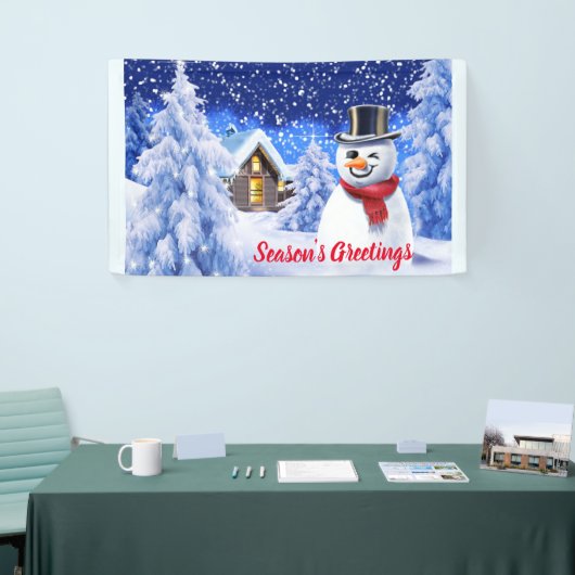 Aangepast 5' x 3' kerstvinylbanner sneeuwscène spandoek (Beurs)