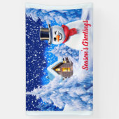 Aangepast 5' x 3' kerstvinylbanner sneeuwscène spandoek (Verticaal)