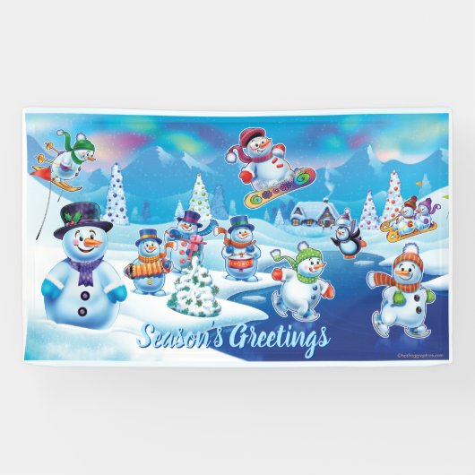 Aangepast 5' x 3' kerstvinylbanner sneeuwscène spandoek (Horizontaal)