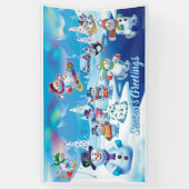 Aangepast 5' x 3' kerstvinylbanner sneeuwscène spandoek (Verticaal)