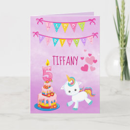 Aangepast 5e verjaardag Unicorn Kaart