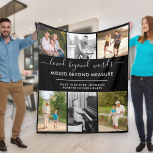 Aangepast 6 Foto bedekt met woorden zwart Fleece Deken