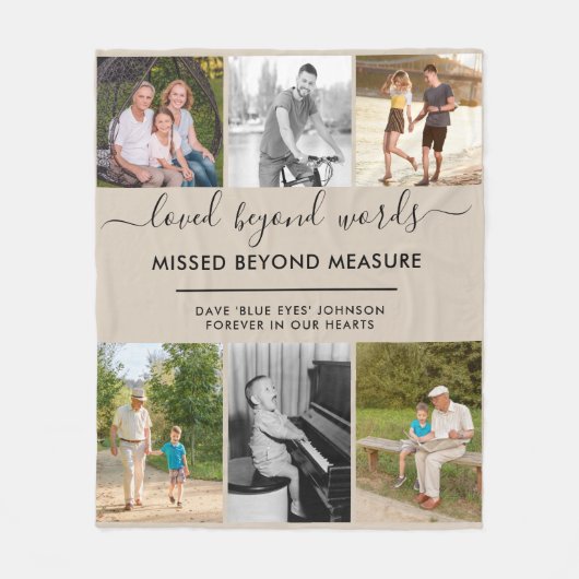 Aangepast 6 Foto beyond Words beige Fleece Deken (Voorkant)