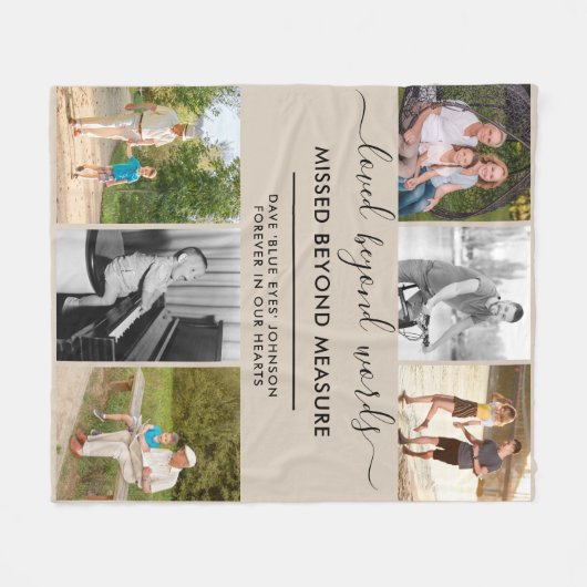 Aangepast 6 Foto beyond Words beige Fleece Deken (Voorkant (Horizontaal))