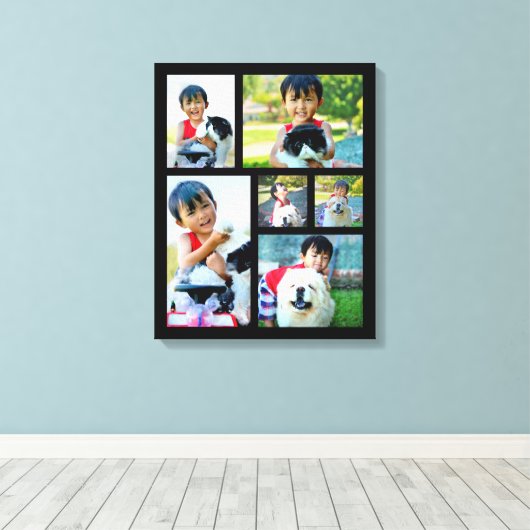Aangepast 6 Foto Collage Mosaic Wrapped Canvas Afdruk (Insitu (Houten vloer))