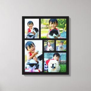 Aangepast 6 Foto Collage Mosaic Wrapped Canvas Afdruk