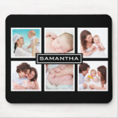 Aangepast 6 Foto Collage Persoonlijk Zwart Muismat (Voorkant)