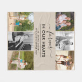 Aangepast 6 Foto in Loving Memory Beige Fleece Deken (Voorkant (Horizontaal))