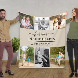 Aangepast 6 Foto in Loving Memory Beige Fleece Deken
