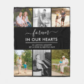 Aangepast 6 Foto in Loving Memory Black Fleece Deken (Voorkant)