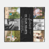 Aangepast 6 Foto in Loving Memory Black Fleece Deken (Voorkant (Horizontaal))