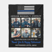 Aangepast 6 foto van politie Thin Blue Line Fleece Deken (Voorkant)