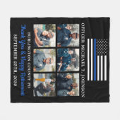 Aangepast 6 foto van politie Thin Blue Line Fleece Deken (Voorkant (Horizontaal))