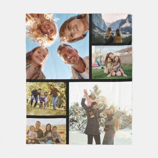 Aangepast 6 fotocollage fleece deken (Voorkant)