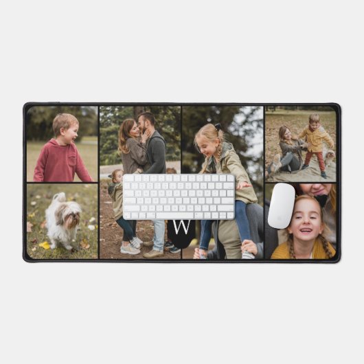 Aangepast 6 Fotocollage Gepersonaliseerde Monogram Bureaumat (Keyboard & Muis)