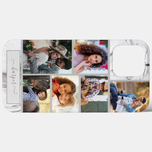 Aangepast 6 fotocollage op grijze marmer Case-Mate iPhone case (Achterkant (horizontaal))