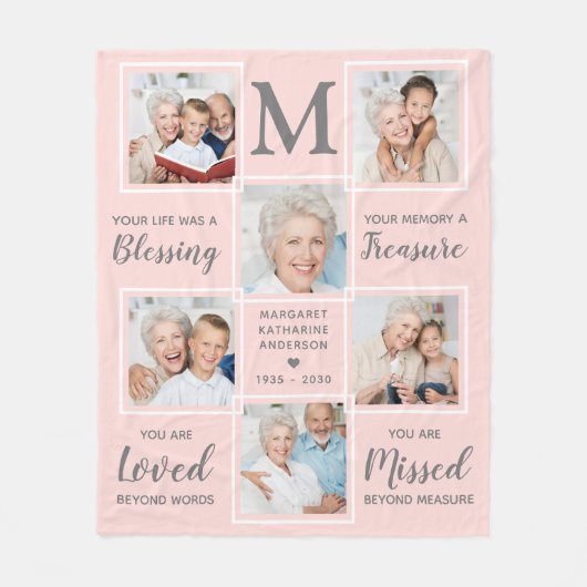 Aangepast 6 fotocollage roze in het liefdevol gehe fleece deken (Voorkant)